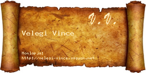 Velegi Vince névjegykártya